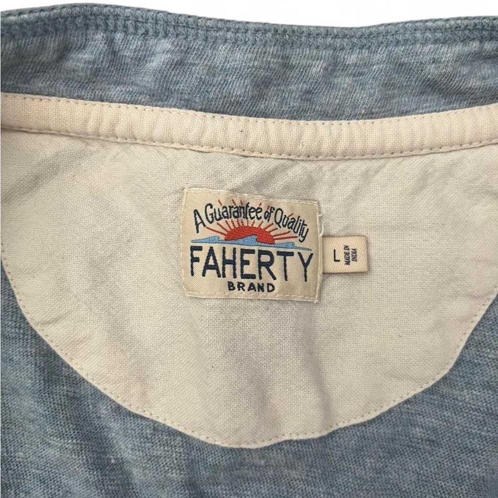 Faherty Light Blue Polo Short Sleeve Tee Shirt - Picture 2 of 9